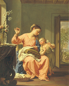 Die handarbeitende Maria mit dem Jesusknaben von Francesco Trevisani