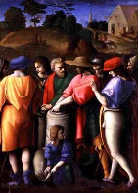 The Search for the Stolen Cup, from 'The Stories of Giuseppe Ebreo' (tempera on panel) 1863