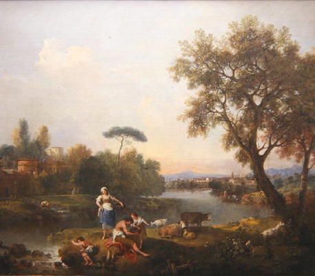 Landscape with a Boy Fishing, c.1740-50 (oil on canvas) von Francesco Zuccarelli