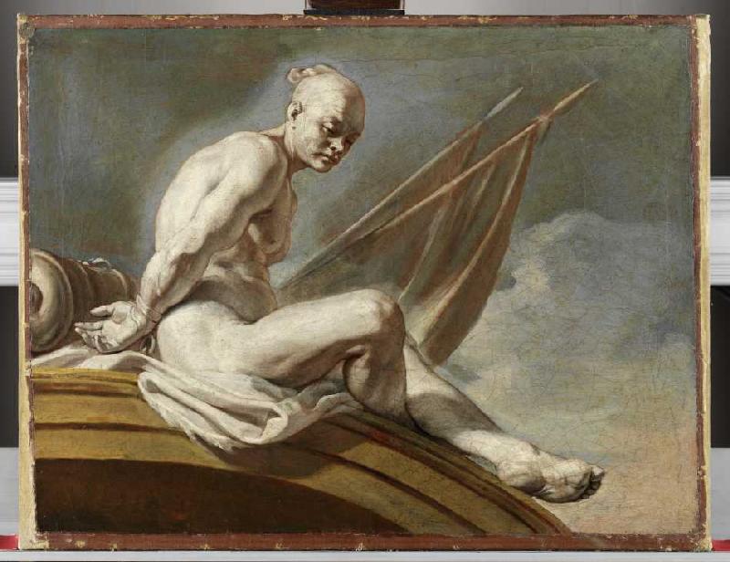 Supraporte mit einem gefesselten Sklaven. von Francesco (L'Abate Ciccio) Solimena