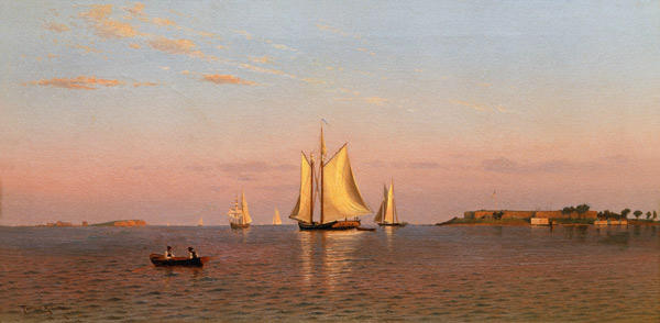 View of Boston Harbour near Castle Island von Francis Augustus Silva