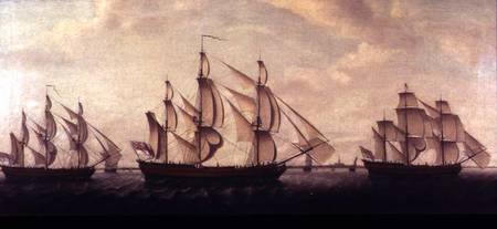 Three Hudson Bay ships in the Thames von Francis Holman