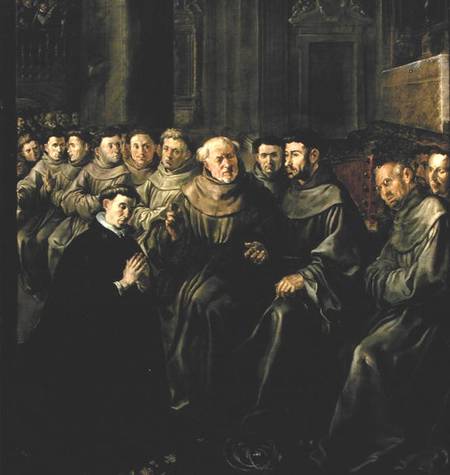 Welcoming St. Bonaventure (1221-74) into the Franciscan Order von Francisco Herrera