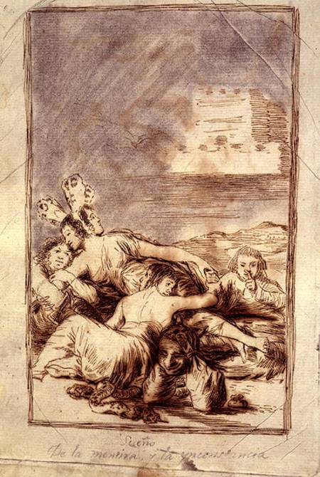 The Duchess of Alba, a suppressed plate entitled 'Dreams of Lies and Inconstancy', from the 'Los Cap von Francisco José de Goya