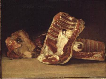 Still life of Sheep's Ribs and Head - The Butcher's Counter von Francisco José de Goya
