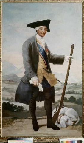Karl III. von Spanien im Jagdkostüm. 1786/1788