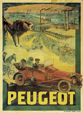 Poster advertising Peugeot cars c.1908