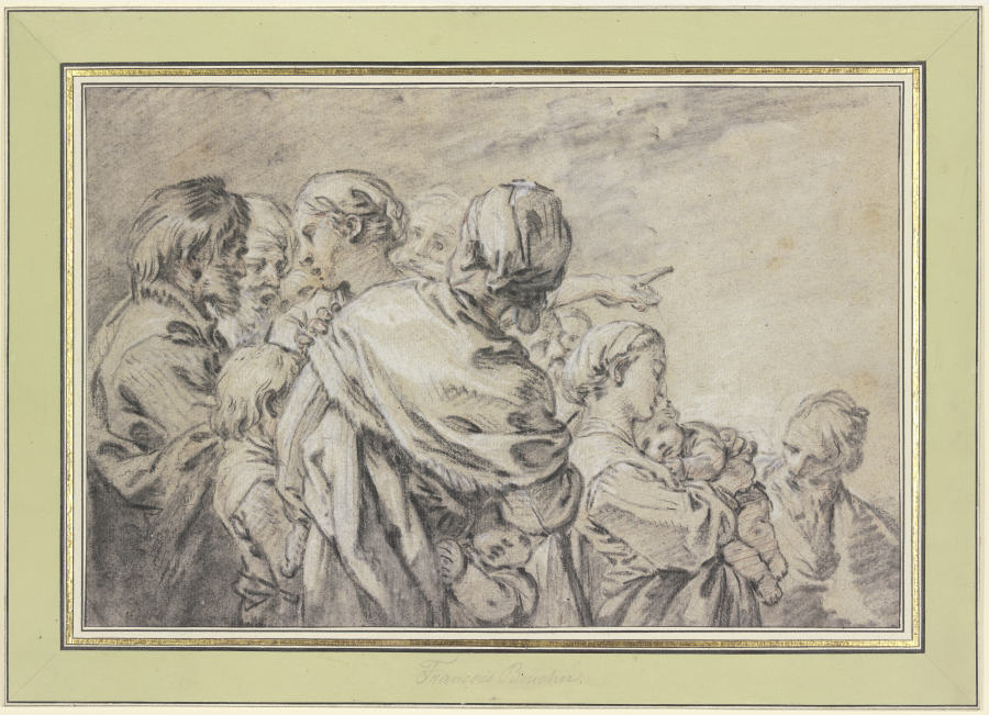 Halbfigurengruppe mit Männern und Frauen mit Kindern von François Boucher