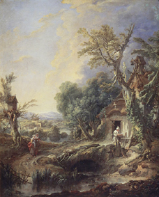 Landschaft mit Einsiedler von François Boucher