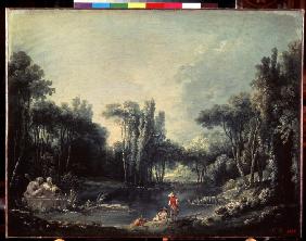 Landschaft mit Weiher 1746