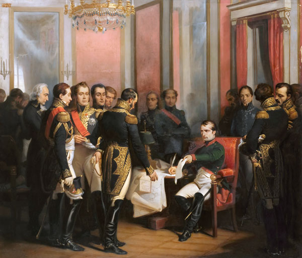 Die Abdankung Kaiser Napoleons I. im Schloss Fontainebleau am 11. April 1814 von Francois Bouchot