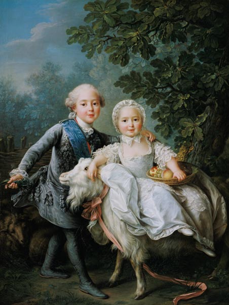Portrait of Charles Philippe of France (1757-1836) (later Charles X) and his sister Marie Adelaide ( von François-Hubert Drouais