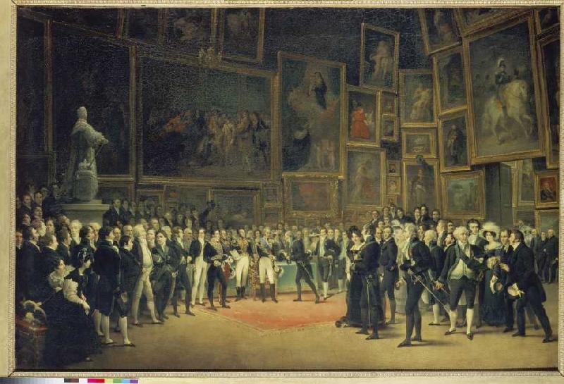 Karl X. bei der Preisverleihung an die Künstler des Salon von 1824 am 15.1.1825 von François-Joseph Heim