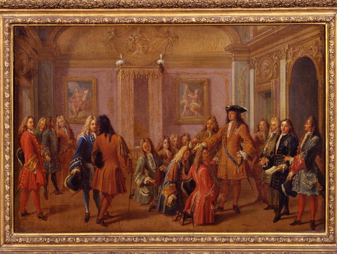 Die erste Erhebung zum Ritterorden von Saint Louis durch Ludwig XIV. in Versailles am 8. Mai 1693 von Francois Marot