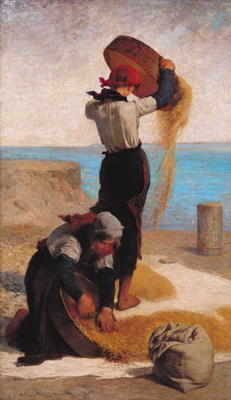 The Winnowers, 1869 (oil on panel) von Francois Nicolas Augustin Feyen-Perrin