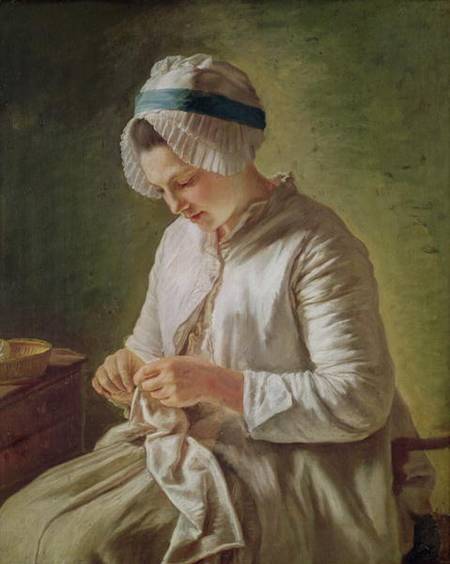 The Seamstress or, Young Woman Working von Françoise Duparc