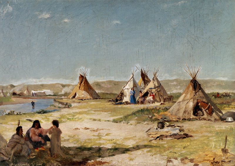 Zeltlager der Indianer in Wyoming von Frank Buchser