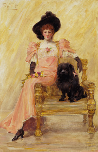 Portrait of a Lady with her Dog von Frank Markham Skipworth