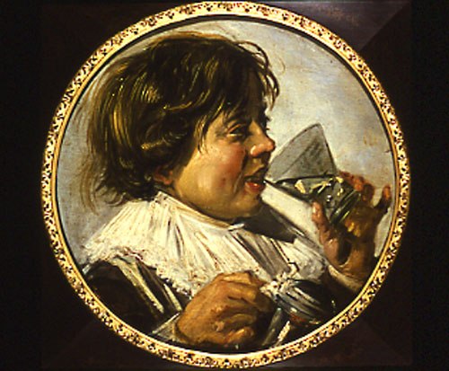 Brustbild eines lachenden Knaben mit einem Weinglas von Frans Hals
