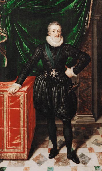Portrait of Henri IV (1553-1610) King of France, in a black costume von Frans II Pourbus