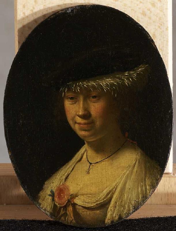Bildnis einer Dame mit Barett. von Frans van Mieris d.Ä.