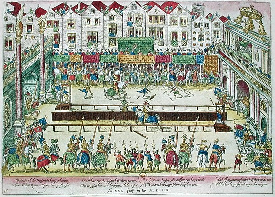 Tournament during which Henri II (1519-59) was injured the Count of Montgomery and died ten days lat von Franz Hogenberg