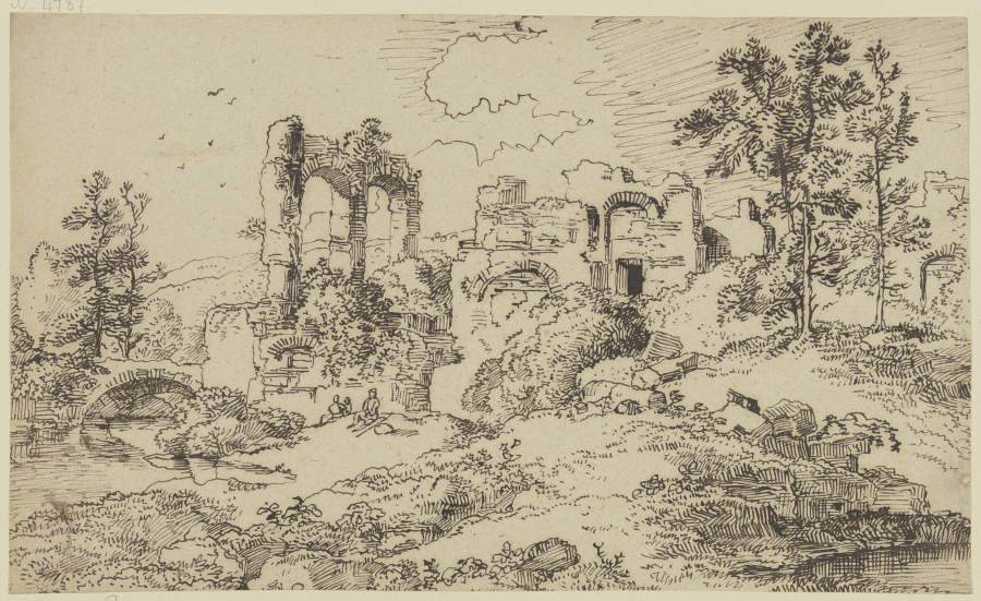 Antike Ruinen und Staffagefiguren von Franz Innocenz Josef Kobell