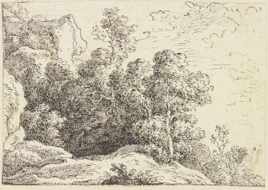 Baumgruppe bei einem Felsen von Franz Innocenz Josef Kobell