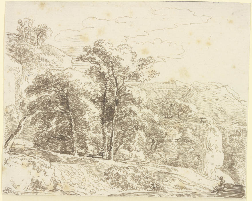 Baumgruppe in gebirgiger Landschaft von Franz Innocenz Josef Kobell