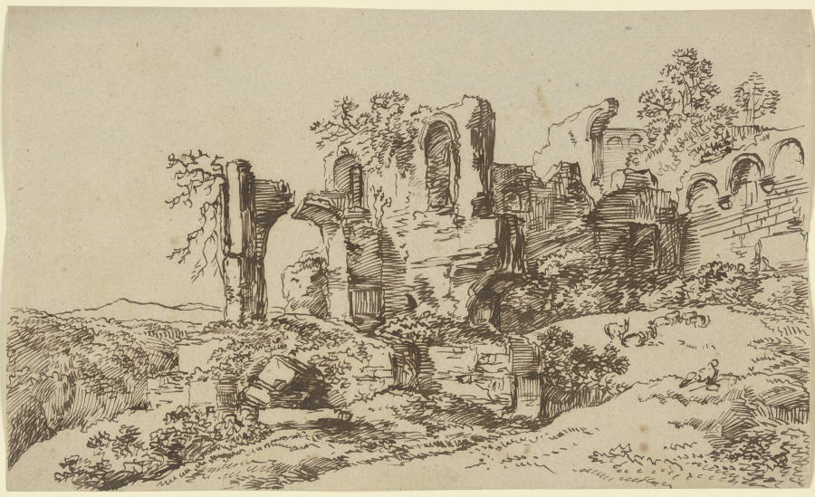Burg- oder Kirchenruine in einer Landschaft von Franz Innocenz Josef Kobell