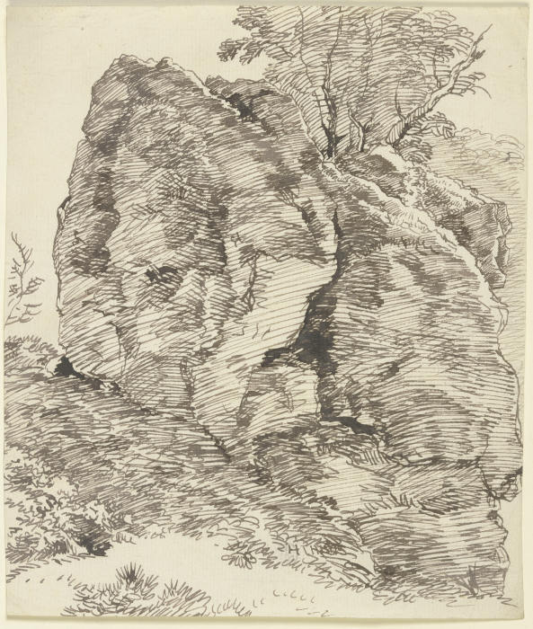 Felsbrocken an einem grasbewachsenen Hang von Franz Innocenz Josef Kobell