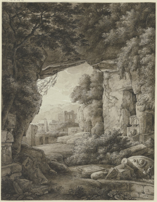 Felshöhle mit antiken Monumenten von Franz Innocenz Josef Kobell
