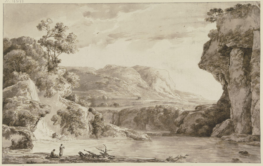 Flußtal, rechts steiler Felsen von Franz Innocenz Josef Kobell
