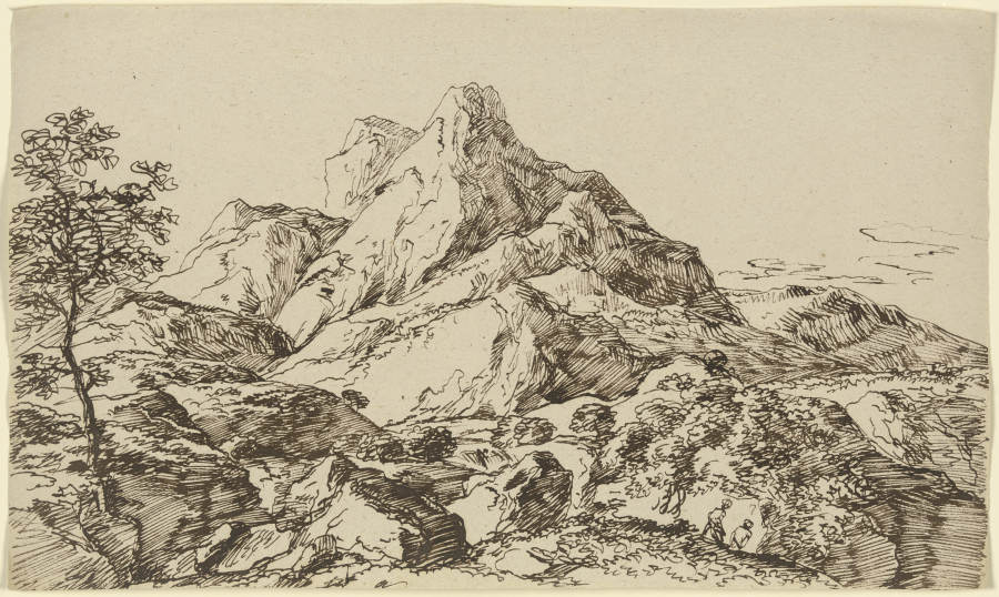 Gebirge mit zwei Wanderern von Franz Innocenz Josef Kobell
