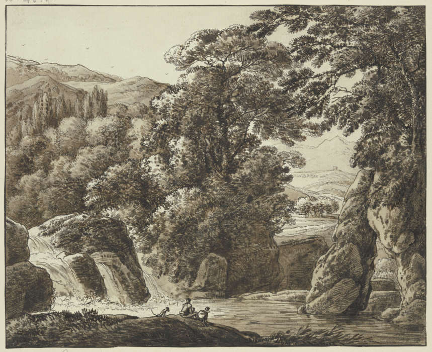 Gebirgslandschaft mit Wasserfall von Franz Innocenz Josef Kobell
