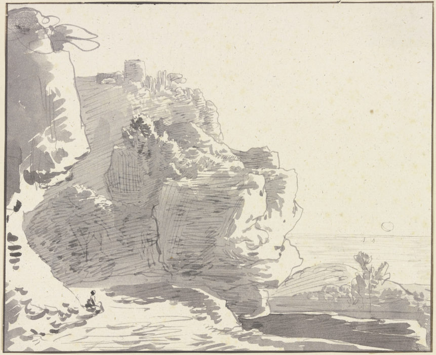 Hoher Fels mit Burg, rechts Blick in die Ferne von Franz Innocenz Josef Kobell