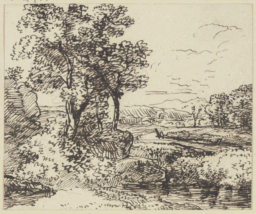 Landschaft mit Gewässer und Bäumen von Franz Innocenz Josef Kobell