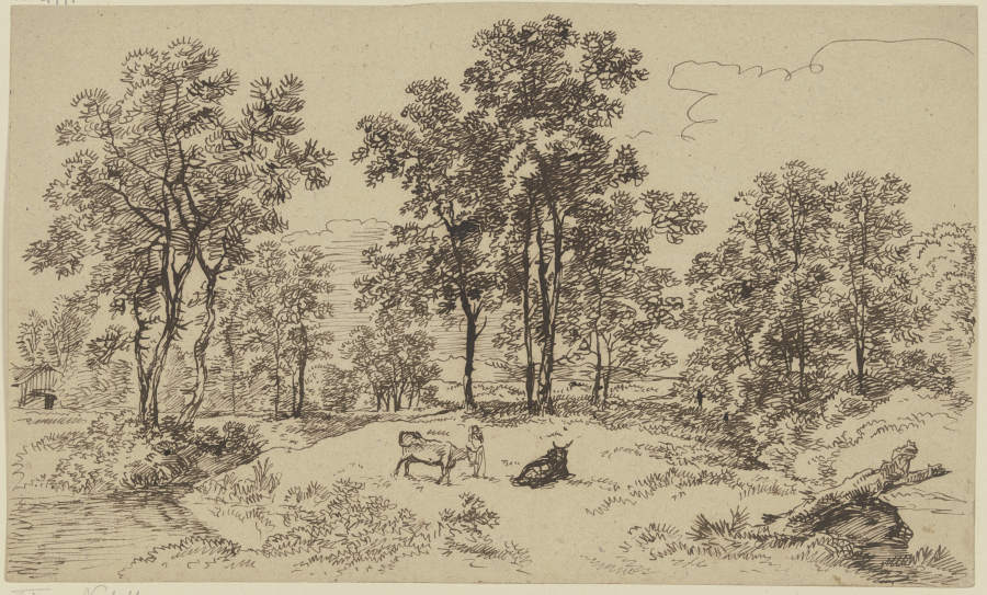 Landschaft mit Hirte und zwei Rindern von Franz Innocenz Josef Kobell