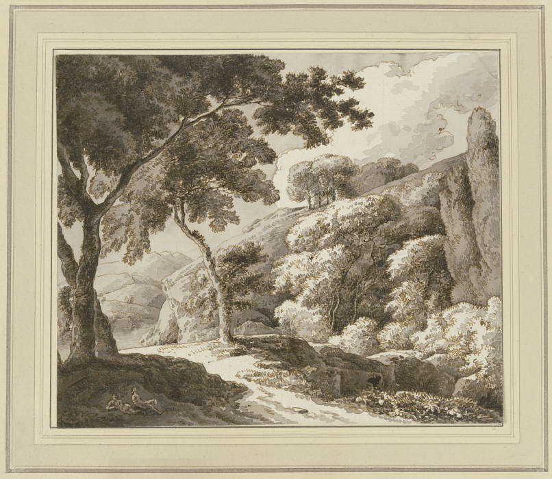 Landschaft mit zwei rastenden Wanderern von Franz Innocenz Josef Kobell