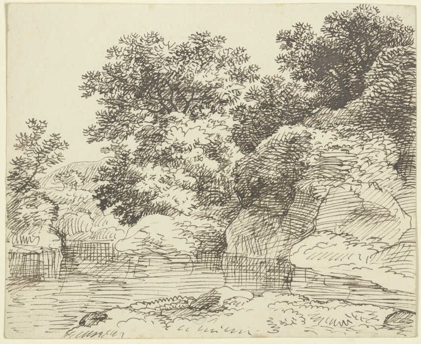 Uferböschung mit Bäumen von Franz Innocenz Josef Kobell