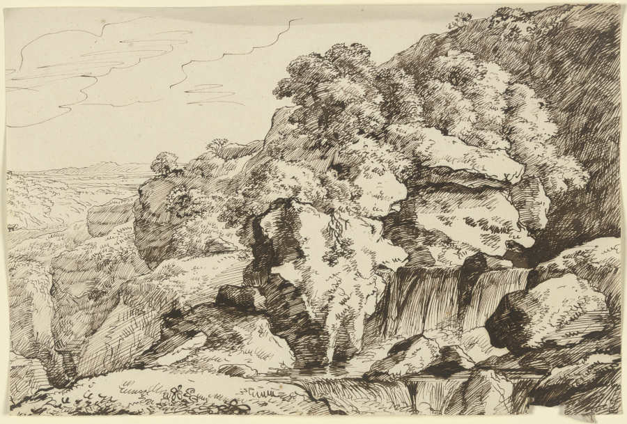 Wasserfall in einer Berglandschaft von Franz Innocenz Josef Kobell
