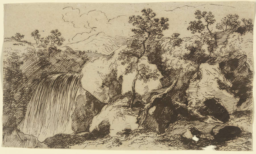 Wasserfall in einer Gebirgslandschaft von Franz Innocenz Josef Kobell