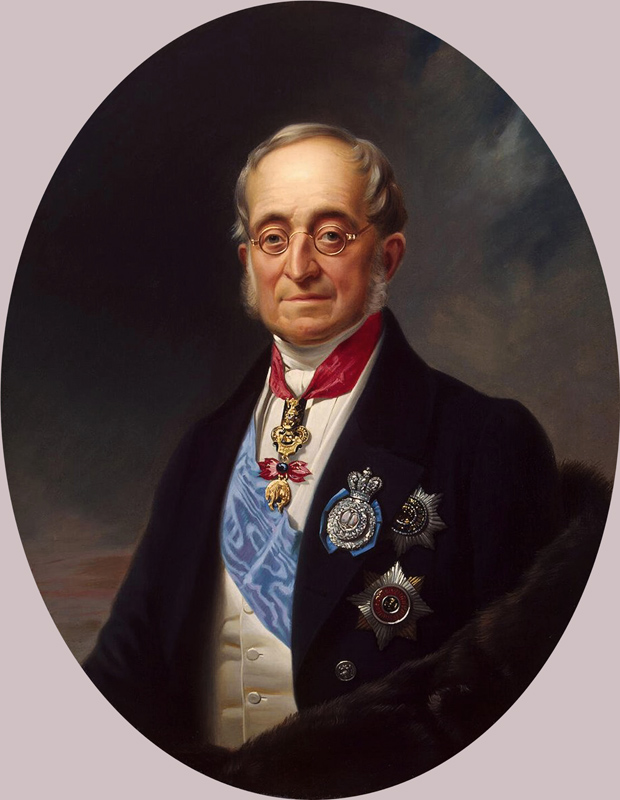 Porträt des Kanzlers von Russland Karl Robert Graf von Nesselrode (1780-1862) von Franz Krüger