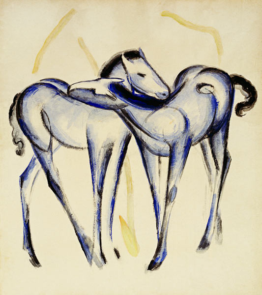 Zwei blaue Pferde von Franz Marc