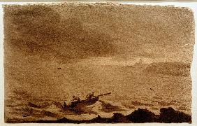 Küstenlandschaft bei aufziehendem Sturm 1810