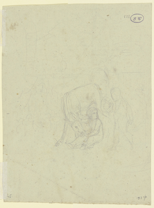 Zwei Kinder, einen Esel fütternd von Franz Pforr