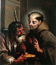 Der hl. Petrus Regaladis speist einen Bettler mit Brot. 1740