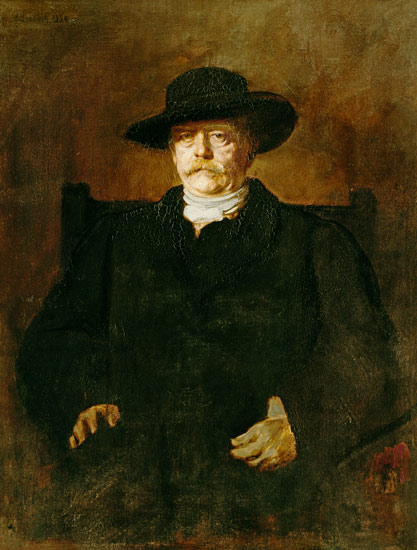 Bildnis Otto von Bismarck in Zivil mit breitkrempigem Hut. von Franz von Lenbach