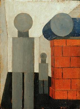 Zwei Menschen in perspektivischer Konstruktion 1925