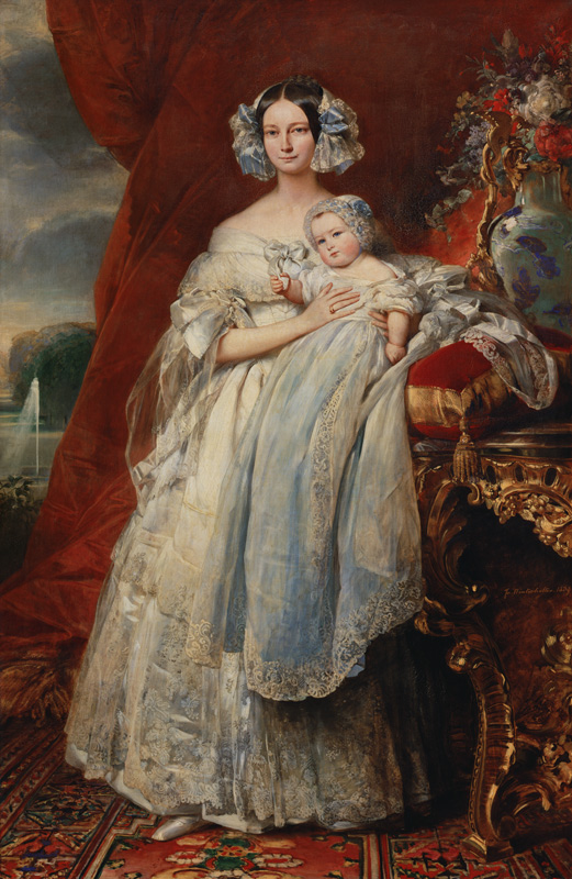 Helene-Louise de Mecklembourg-Schwerin, Duchess of Orleans (1814-58) with his son Count of Paris von Franz Xaver Winterhalter